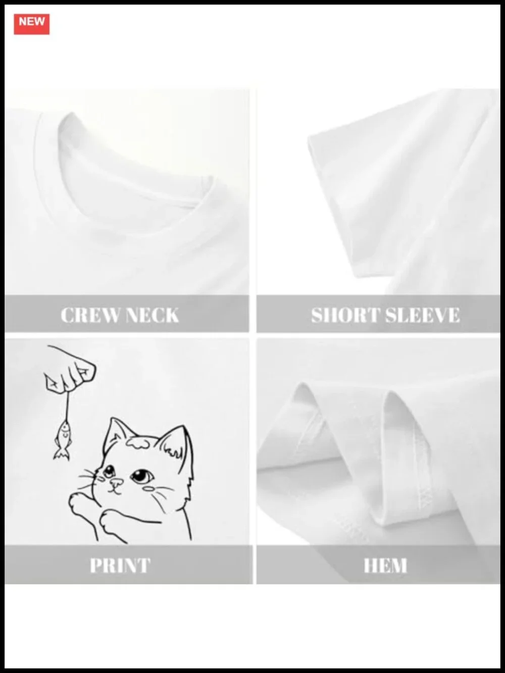 Oversized Kawaii Cat Graphic Tee Women Crew Neck Casual Summer Top Cotton Blend
